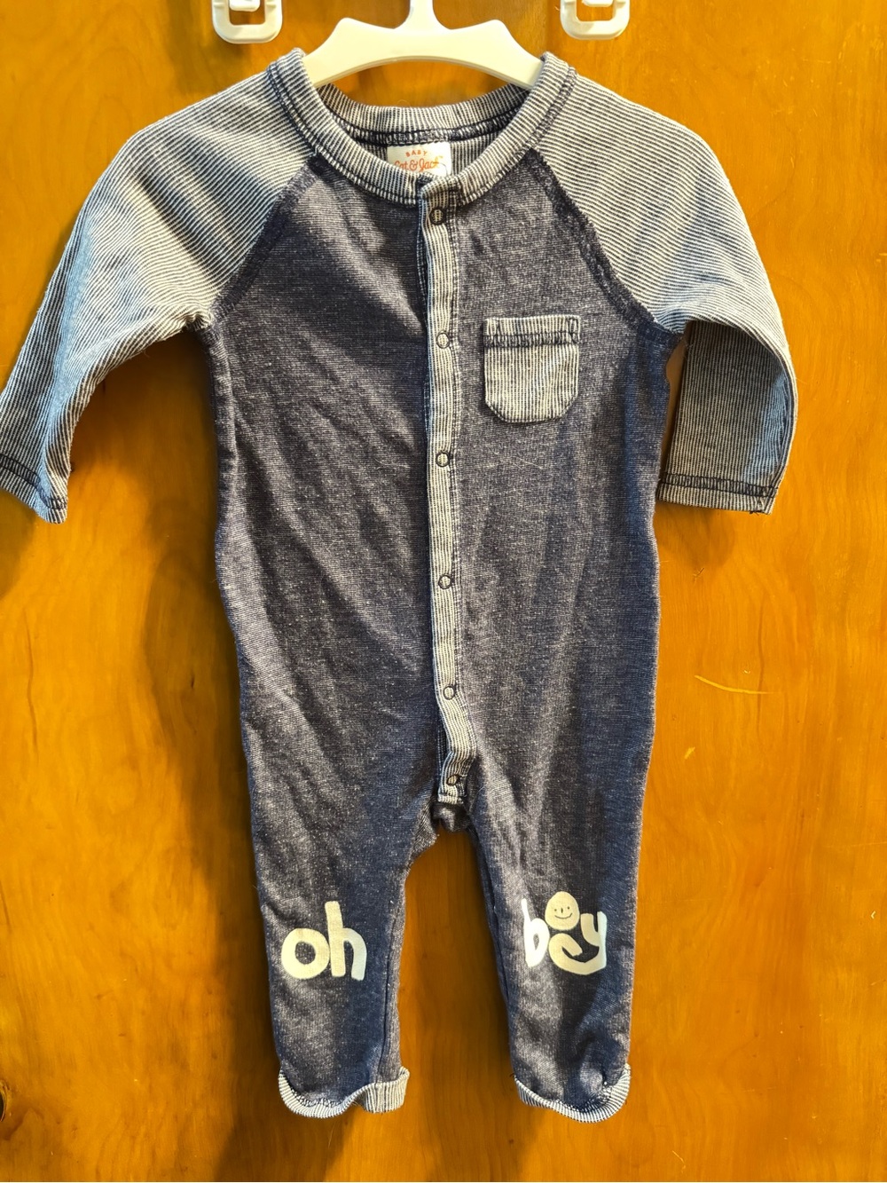 Cat & Jack Navy and Heather Blue Baby One-Piece Footie